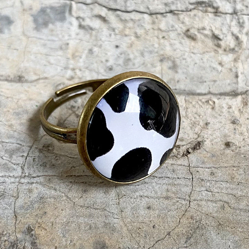 Glass Open Ring with Time Gemstone for Christmas and Halloween - Unique and Trendy Western Style for Women - wallojewerly 