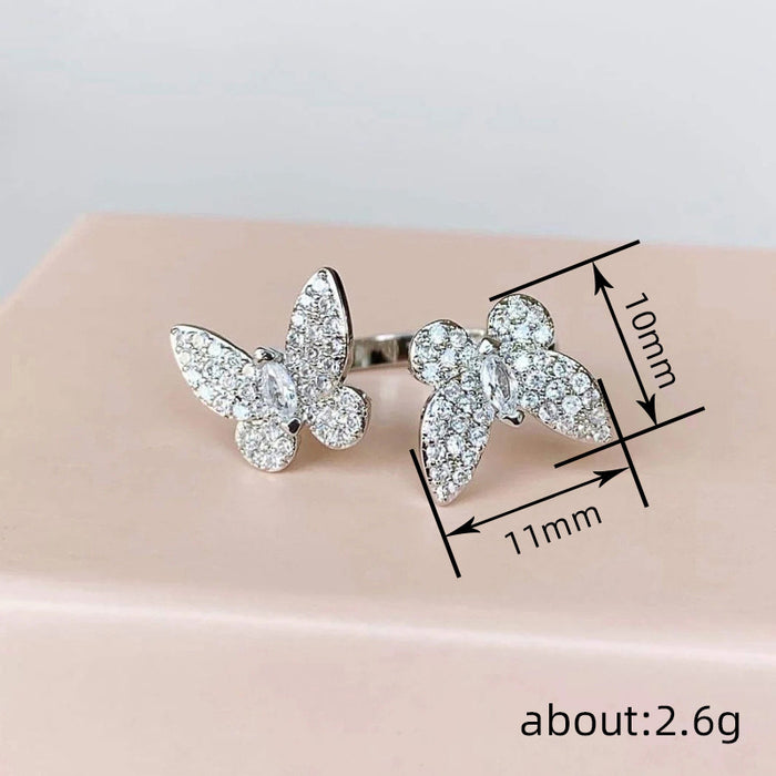 Women's butterfly opening adjustable ring