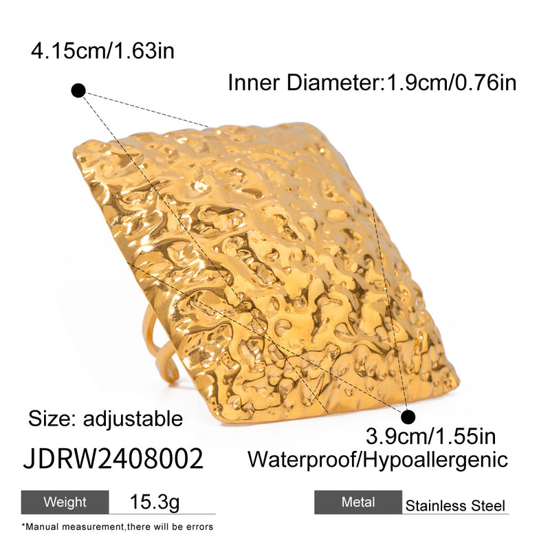 18k gold stainless steel exaggerated open ring
