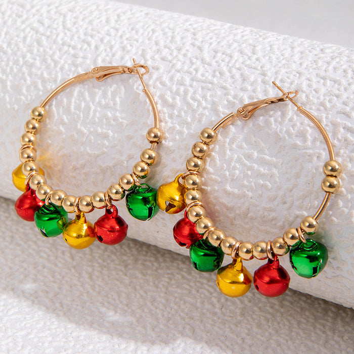 Christmas Bell Beaded Earrings Colorful Retro Earrings