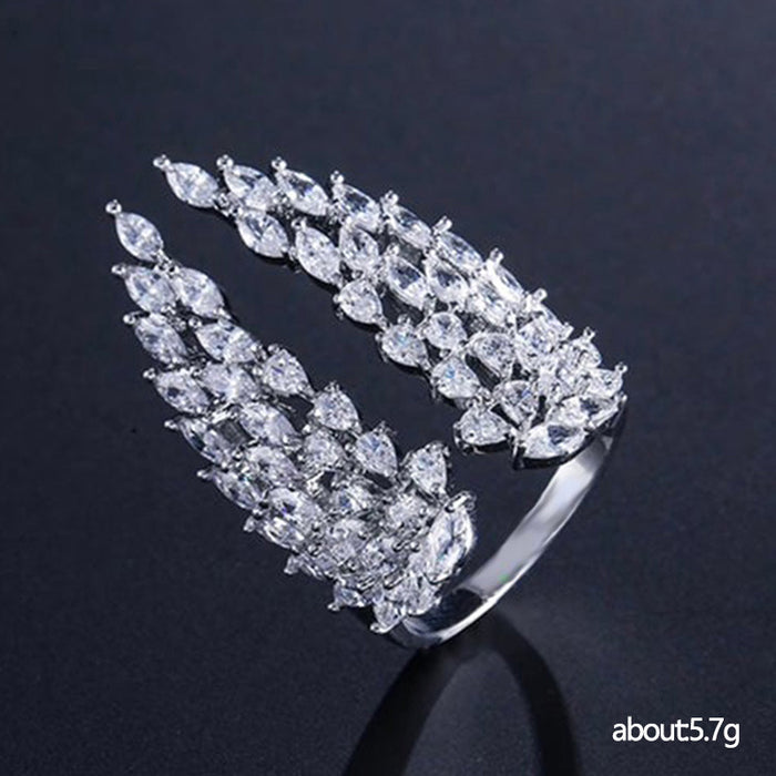 Zirconia Wing Open Adjustable Ring