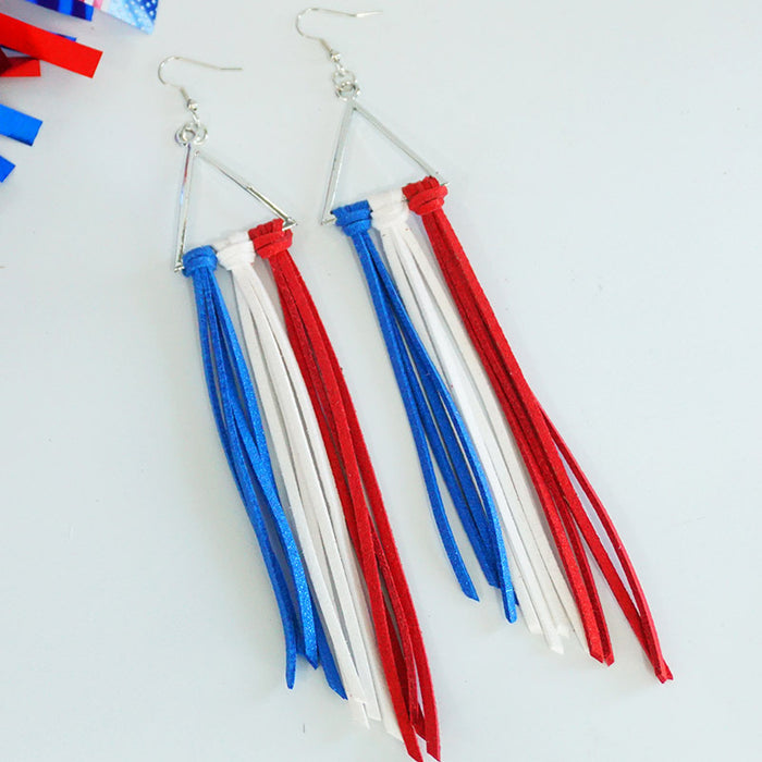 Patriotic Bohemian Tassel Earrings with Handcrafted Design for Independence Day