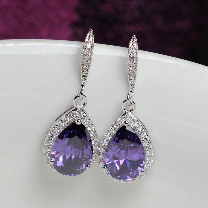 Exquisitos pendientes de circonita con forma de gota de agua y diamantes llenos de diamantes, accesorios para banquetes de novias femeninas