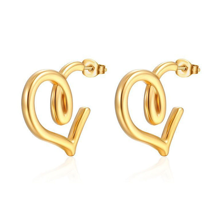 Simple stainless steel 18K gold plated light luxury earrings trendy women's earrings