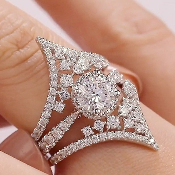 Anillo de diamantes en forma de V para mujer, accesorios de boda para propuesta