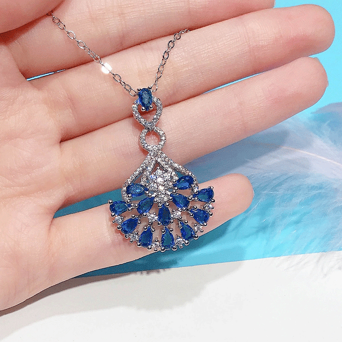 Heavy-duty full diamond sapphire mini skirt women's necklace