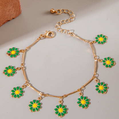 Vintage Shell Bead Bracelet with Cactus Charm - Six-Piece Set