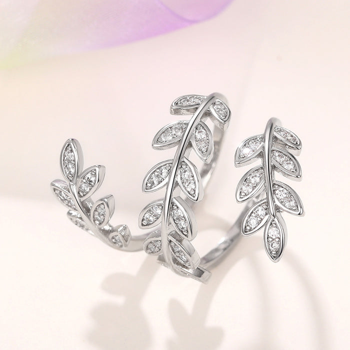 Simple snake flower cluster ring, floral leaf wheat ear ring