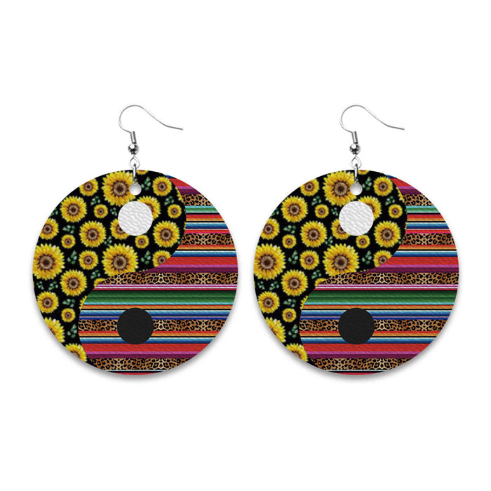 Pendientes creativos de Taiji y girasol con diseño de girasol para venta al por mayor