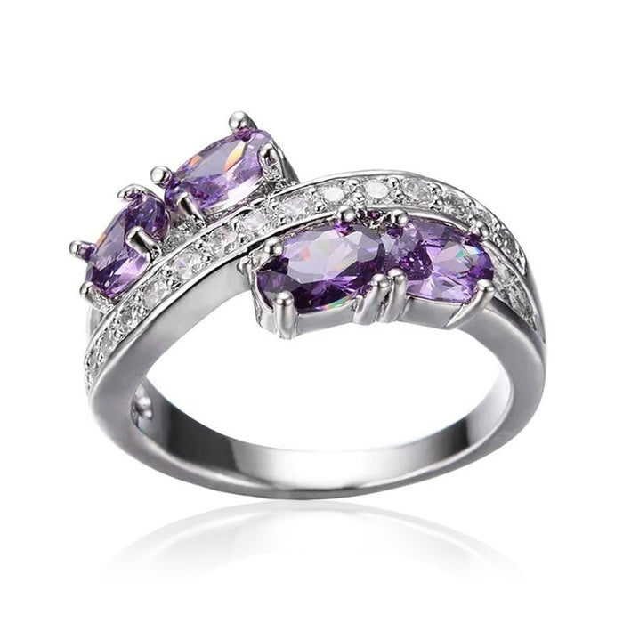 Purple zircon ring light luxury aristocratic temperament accessories