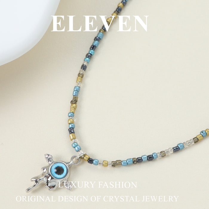 Evil Eye Pendant Necklace - Stylish Beaded Necklace for Daily Wear