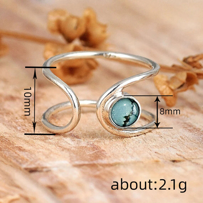 Imitation natural stone open adjustable simple line ring for women