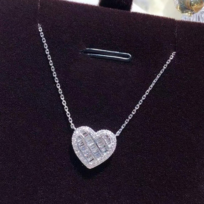Heart micro-inlaid full diamond necklace fashion clavicle chain