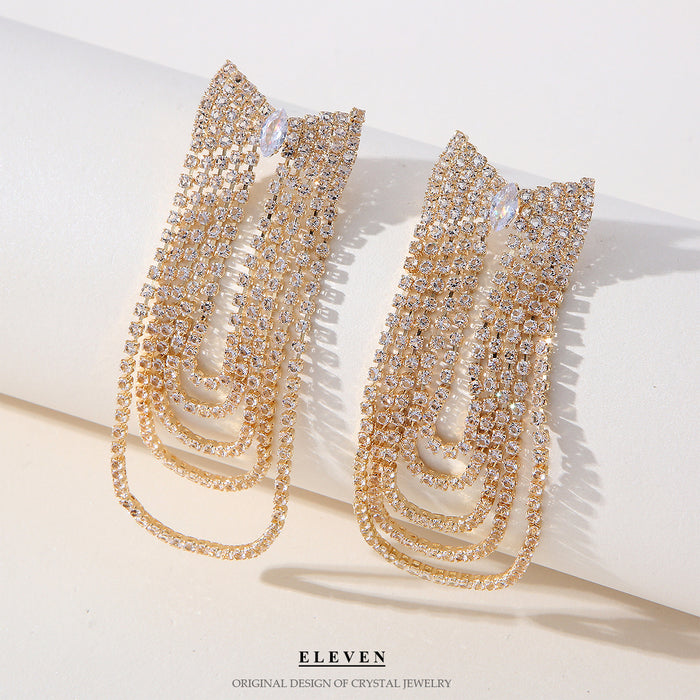 Luxury Micro Inlay Zircon Earrings - S925 Silver Tassel Dangles for a Sophisticated Look