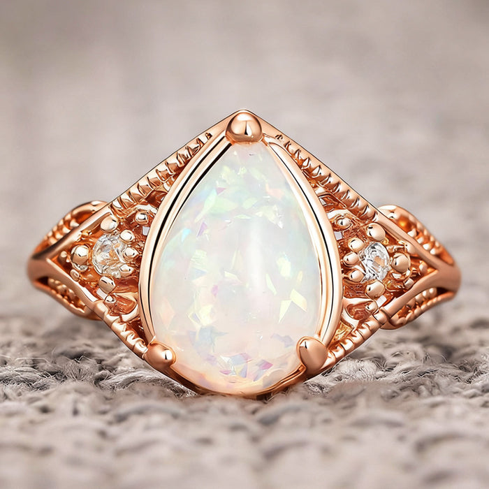 Women's Micro-Inlaid Zircon Line Crown Imitation Opal Ring