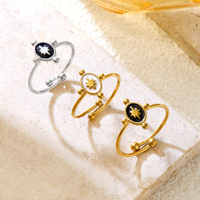 Wholesale 18K gold titanium steel drip star oval open ring