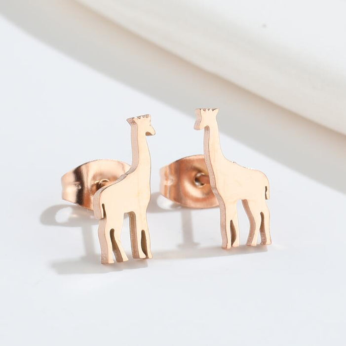 Giraffe Stainless Steel Stud Earrings - Sweet and Playful Animal Jewelry