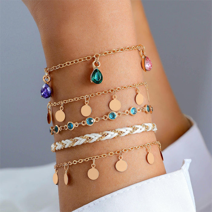 Geometric Beaded Sea Horse Anklet Set - Simple Animal Foot Jewelry Set