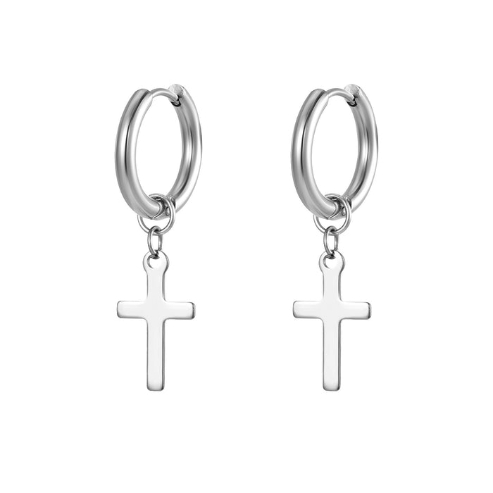 Titanium steel cross earrings for men and women 316 stainless steel 18K earrings