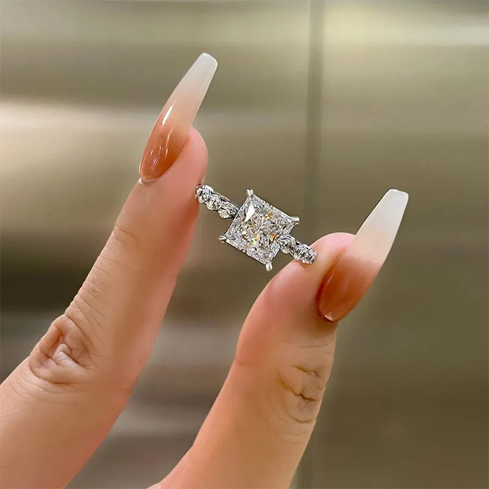 Square diamond zircon luxury ring for women proposal anniversary ring jewelry