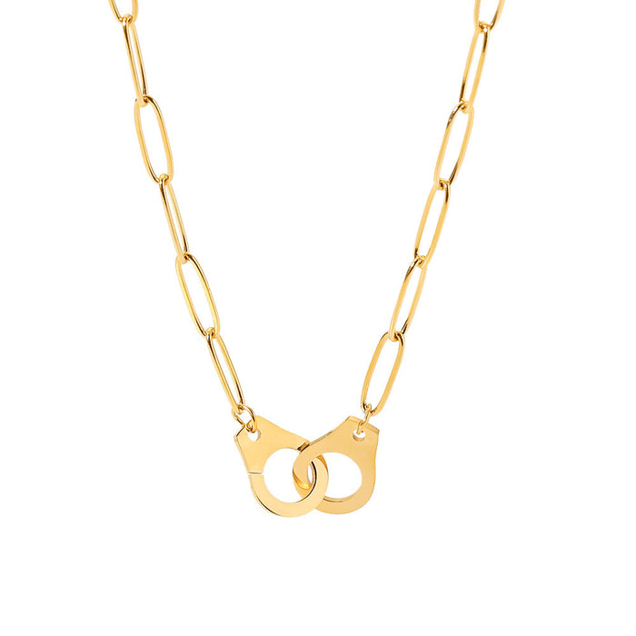 Collar de cadena con imperdible de acero inoxidable bañado en oro de 18 quilates: joyería de acero de titanio de moda para mujeres