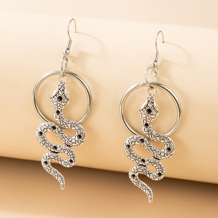 Personalized exaggerated snake earrings metal snake element earrings