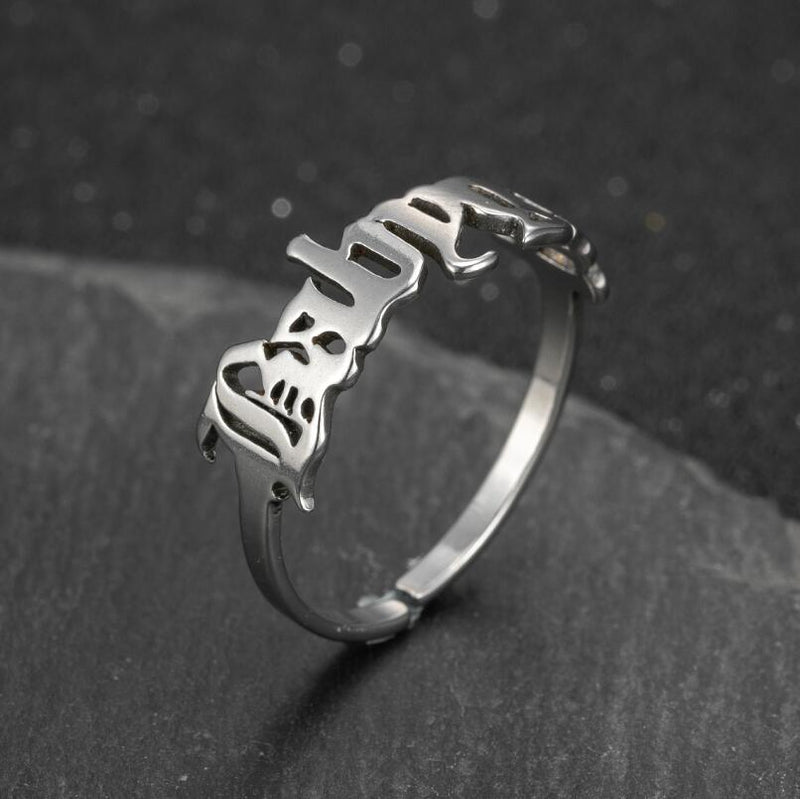 European and American retro stainless steel letter ring, Babygirl ring wholesale