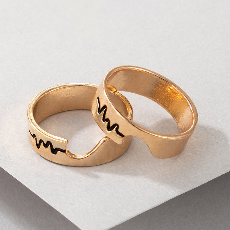 Love letter geometric ring 2-piece set