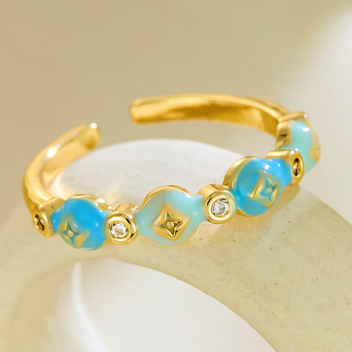 Wholesale copper dripping flower open rings