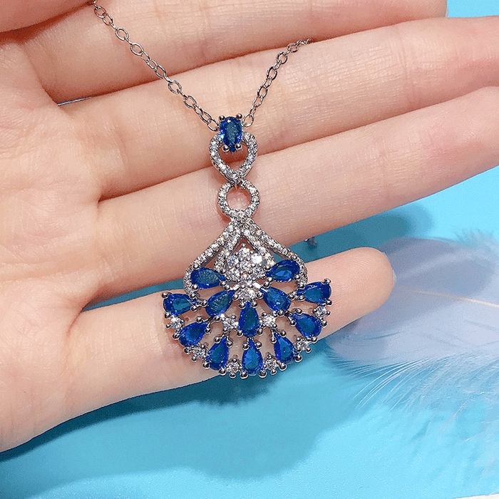 Heavy-duty full diamond sapphire mini skirt women's necklace