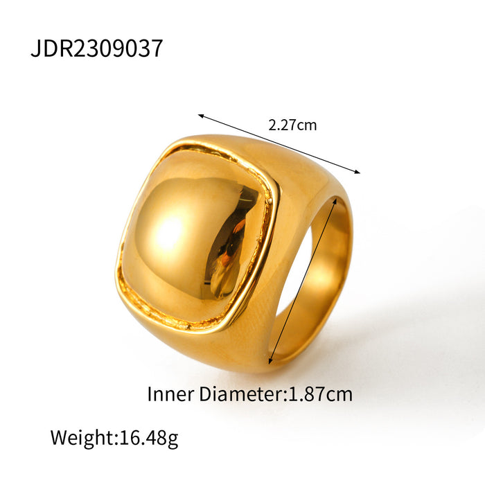 18K Gold Stainless Steel Asymmetric Geometric Ring with Zircon