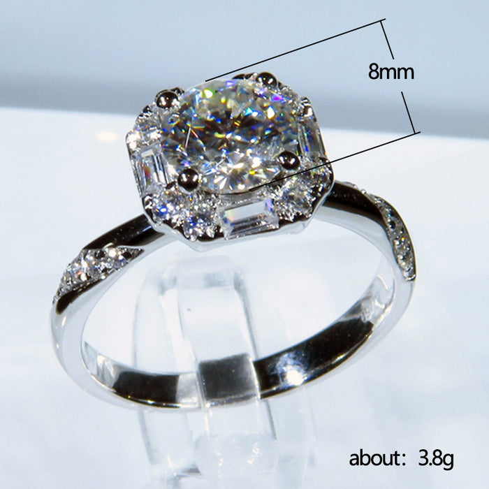 Square bezel zircon ring for women business activities classic ring