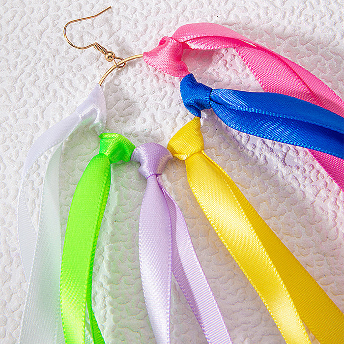 Dopamine colorful ribbon earrings holiday style earrings