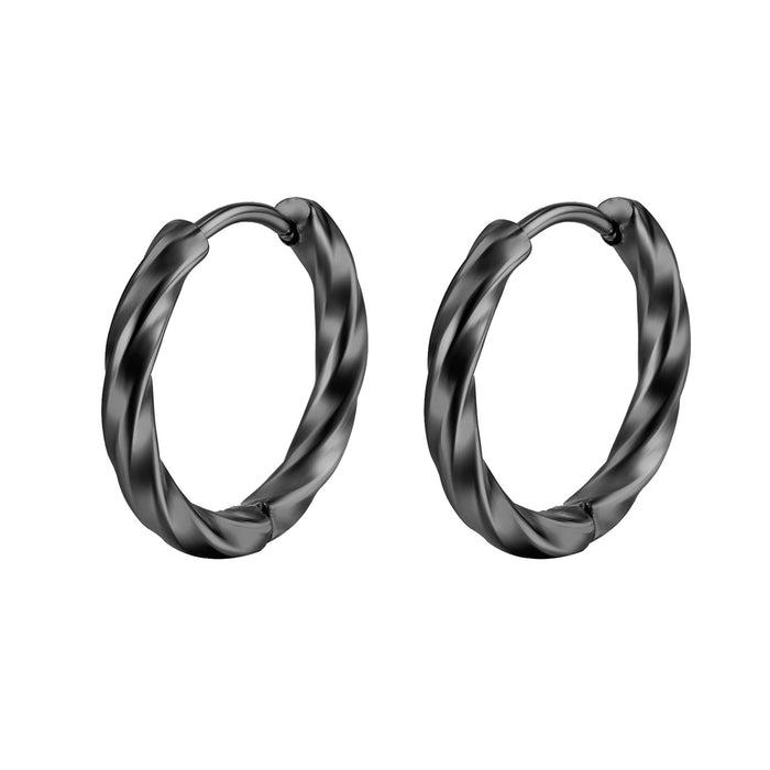 Round twisted titanium steel earrings for men and women stainless steel small earrings