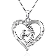 Love Mother and Child Micro-Inlaid Zircon Pendant Women's Necklace - wallojewerly 