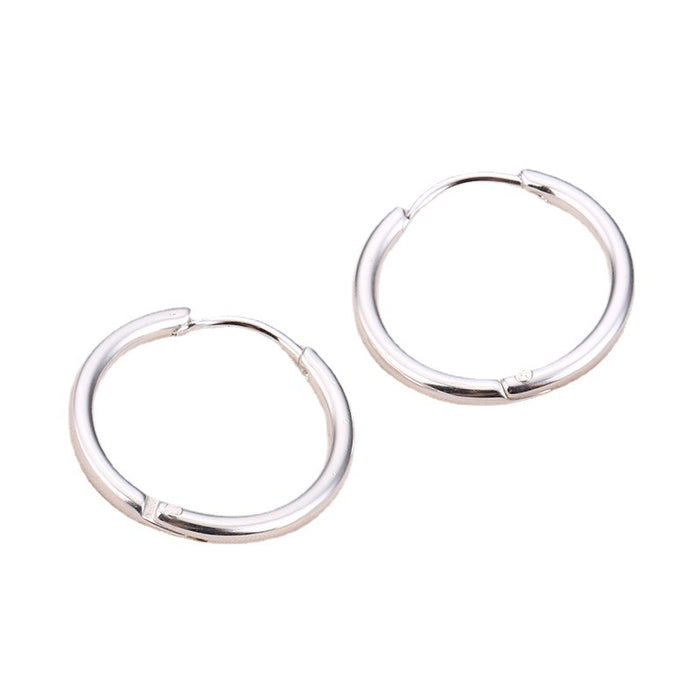 Silver coil earrings, simple hip-hop style titanium steel earrings for men and women