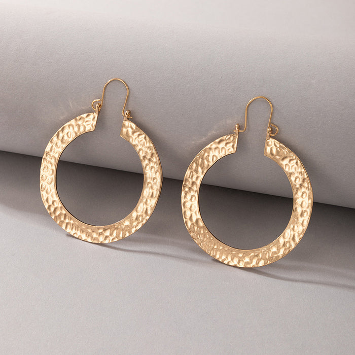 Gold hoop earrings geometric ripple earrings