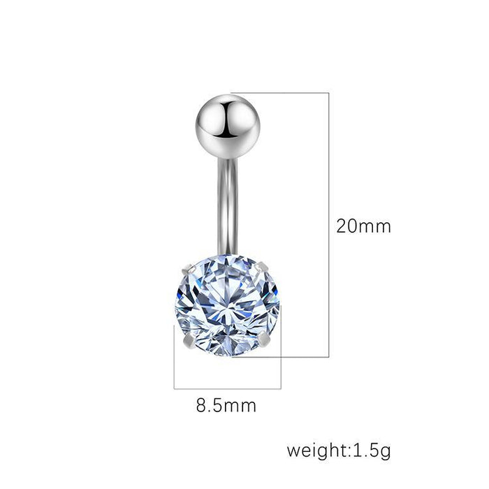 Stainless steel zircon round double head belly button ring belly button nail