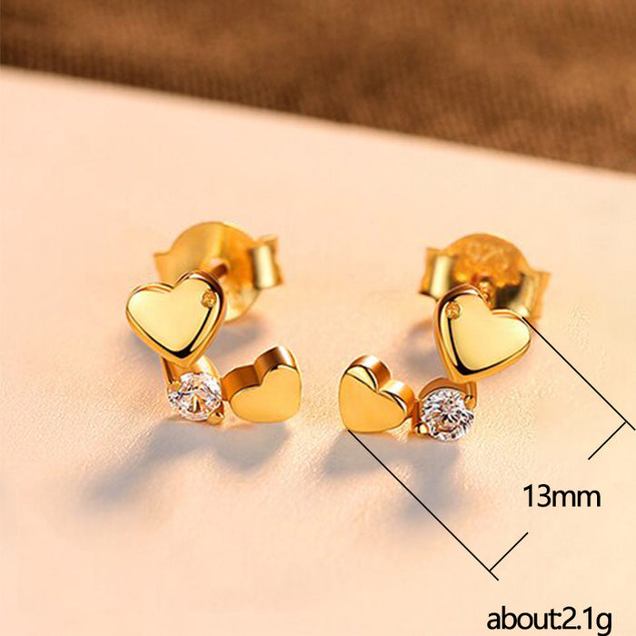 Heart-shaped zircon earrings for students