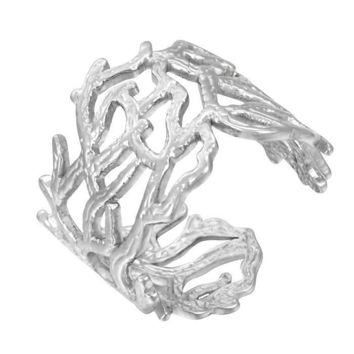 Wholesale stainless steel irregular hollow wide rings