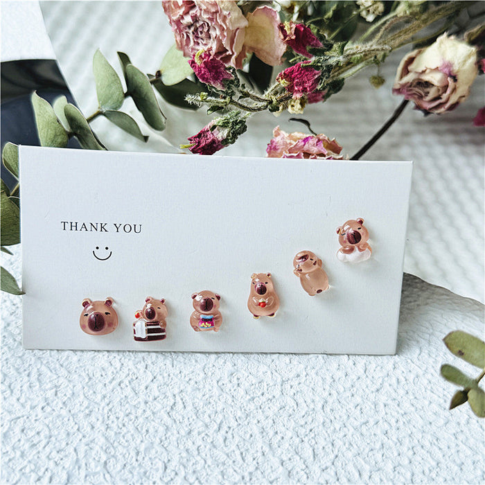 925 Silver Ear Capybara Earrings Cute Internet Celebrity Student All-match Earrings