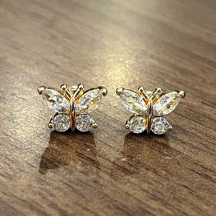 Korean style simple zircon small butterfly earrings