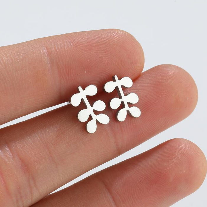 Leaf Stainless Steel Stud Earrings - Simple and Elegant Nature Jewelry