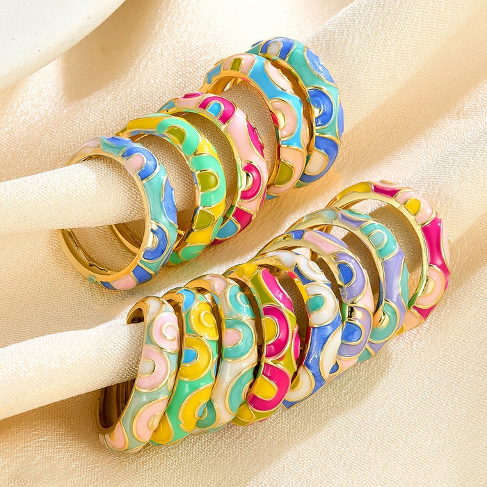 Wholesale colorful enamel leopard print rings