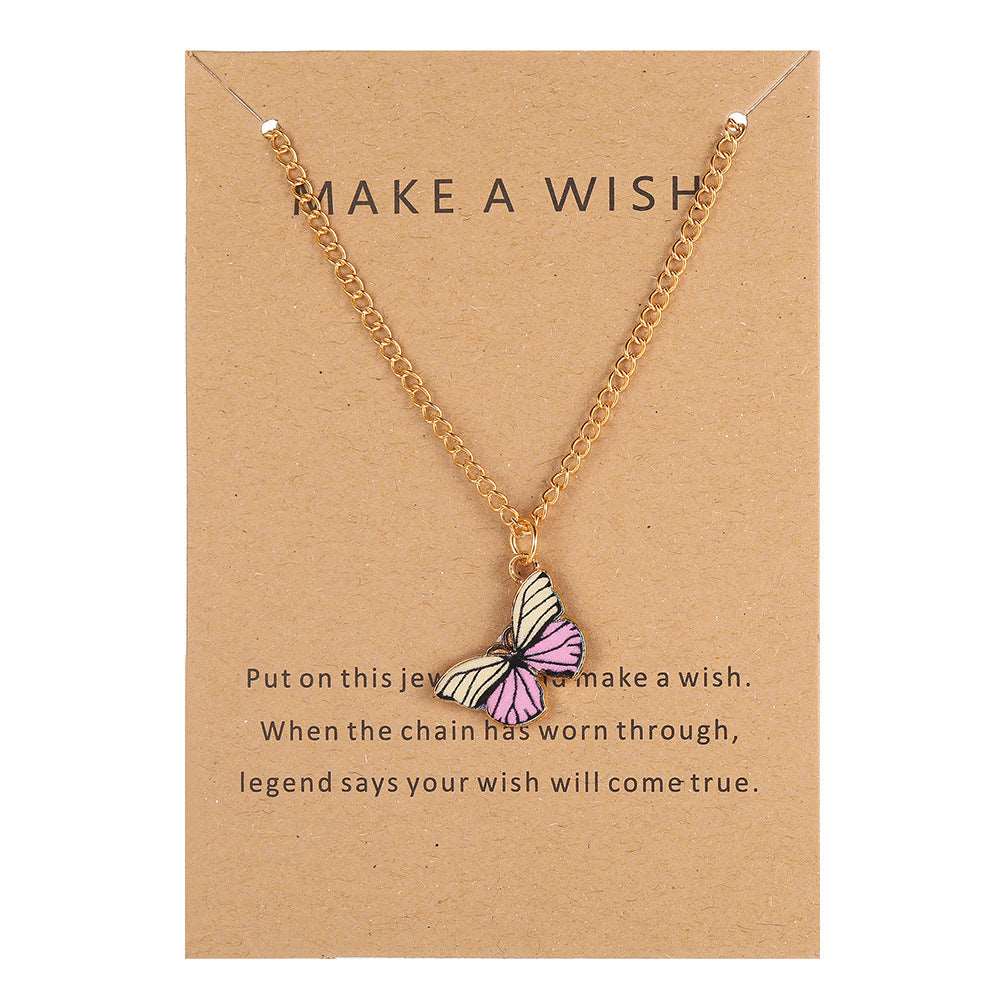 Bohemian style alloy colorful butterfly necklace