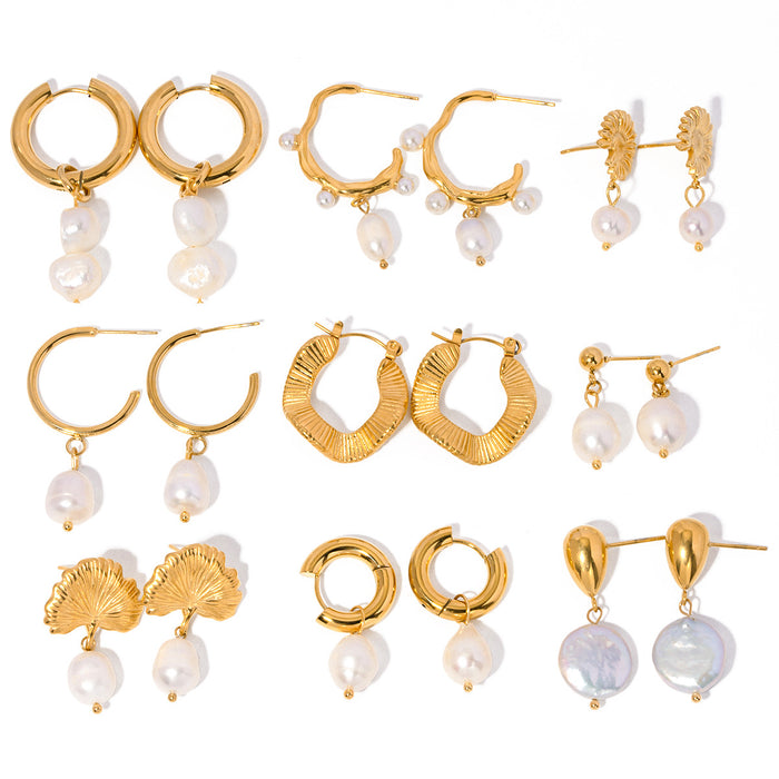 18K Gold Plated Stainless Steel Conch Earrings - Beach Style Summer Jewelry