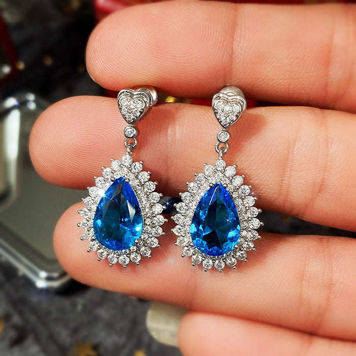 Blue zircon earrings earrings wholesale