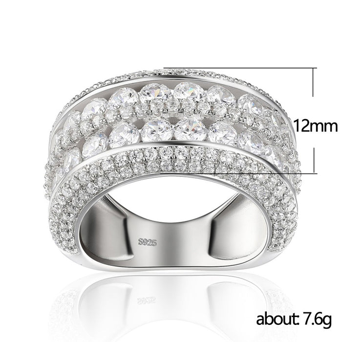 Double layer full diamond zircon ring light luxury open hand jewelry