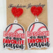 Acrylic Baseball Heart Earrings