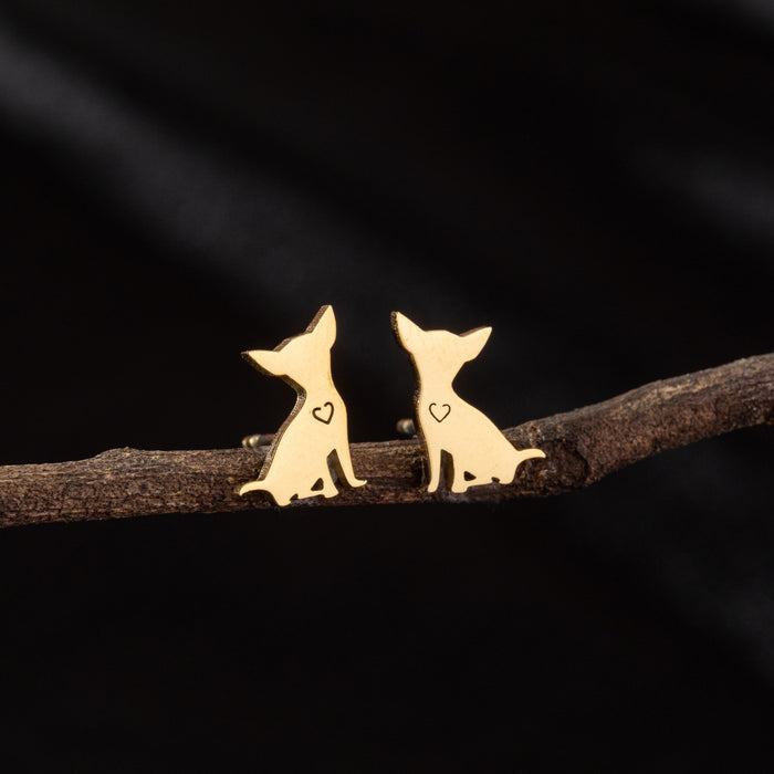 Dog Zodiac Stainless Steel Stud Earrings - Adorable and Playful Animal Jewelry